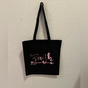 Black “Faith” Lightweight Cotton Tote Bag